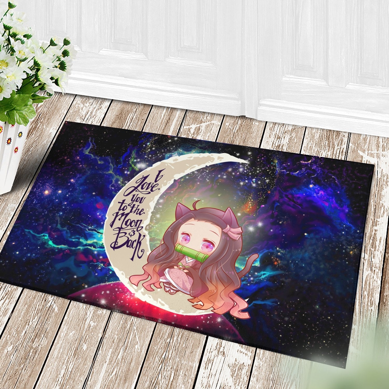 Tapis Nezuko Demon Slayer Love You To The Moon Galaxy Back Doormat Home Decor – Image 3