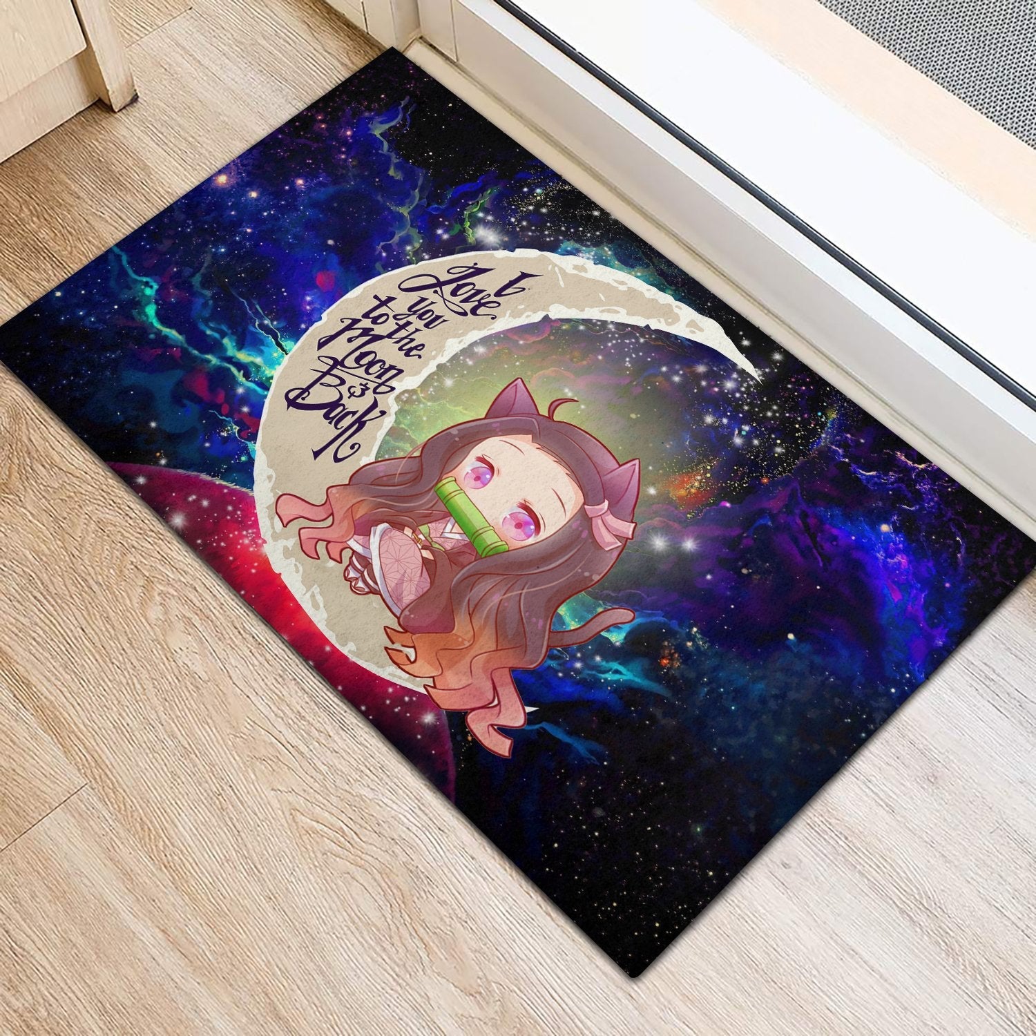 Tapis Nezuko Demon Slayer Love You To The Moon Galaxy Back Doormat Home Decor – Image 2