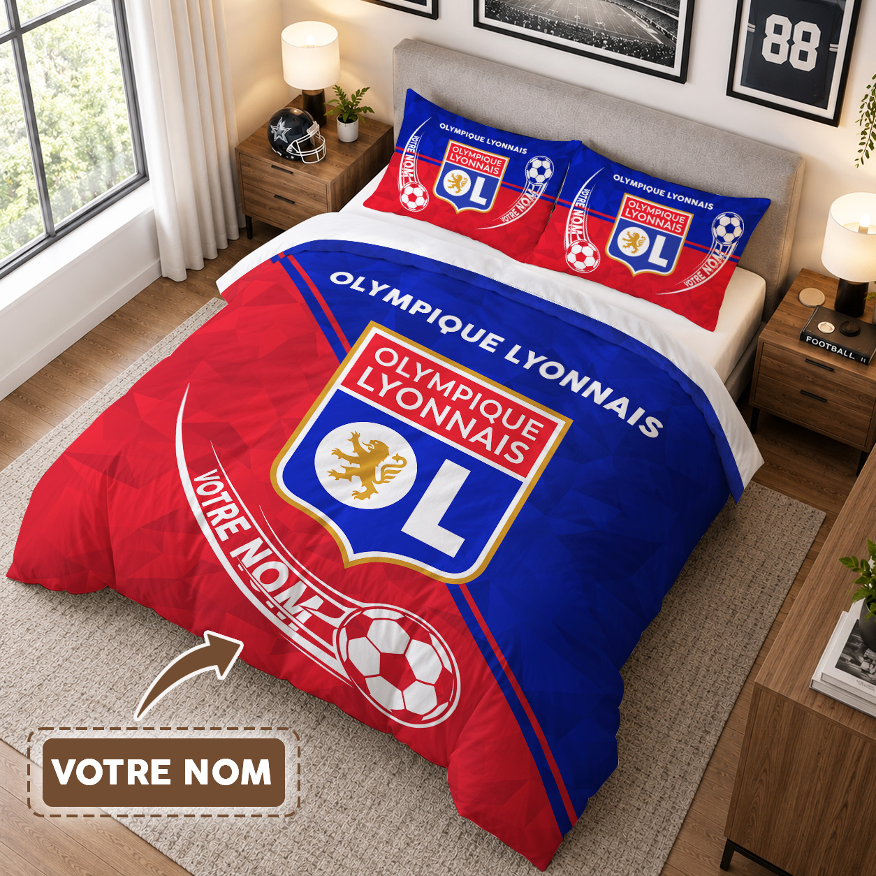 Housse de Couette Olympique Lyonnais - Parure de Lit OL 3D Imprimé Supporter – Image 3