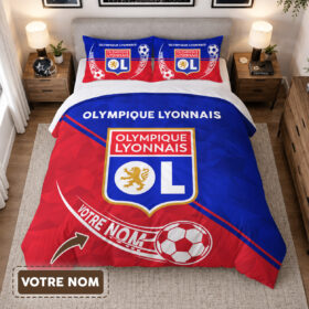 Housse de Couette Olympique Lyonnais – Parure de Lit OL 3D Imprimé Supporter