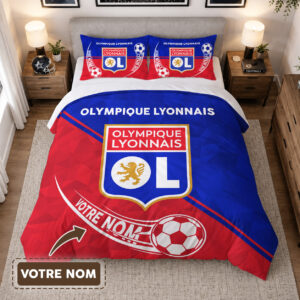 Housse de Couette Olympique Lyonnais - Parure de Lit OL 3D Imprimé Supporter