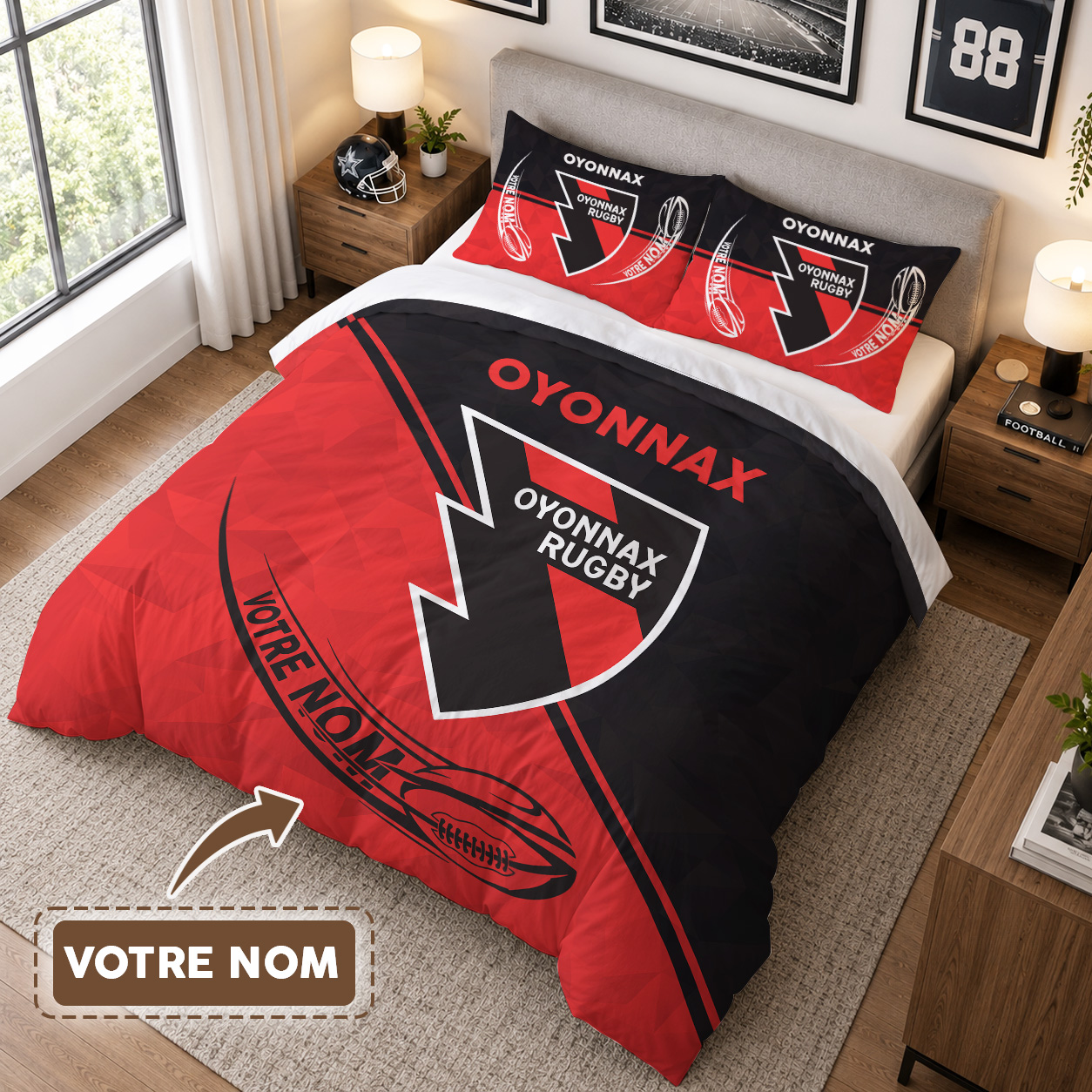 Housse de Couette Oyonnax Rugby - Parure de Lit Rugby 3D Imprimé Supporter – Image 3