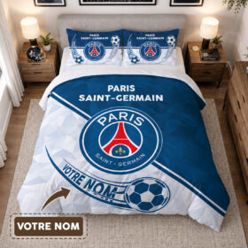 Housse de Couette Paris Saint-Germain – Parure de Lit PSG 3D Imprimé Supporter