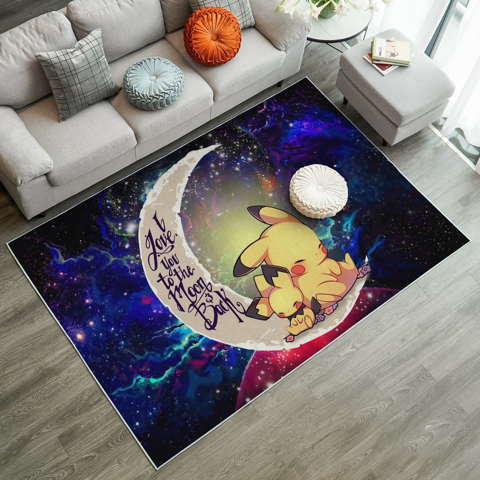 Tapis Pikachu Pokemon Sleep Love You To The Moon Galaxy Carpet Rug Home Room Decor – Image 2