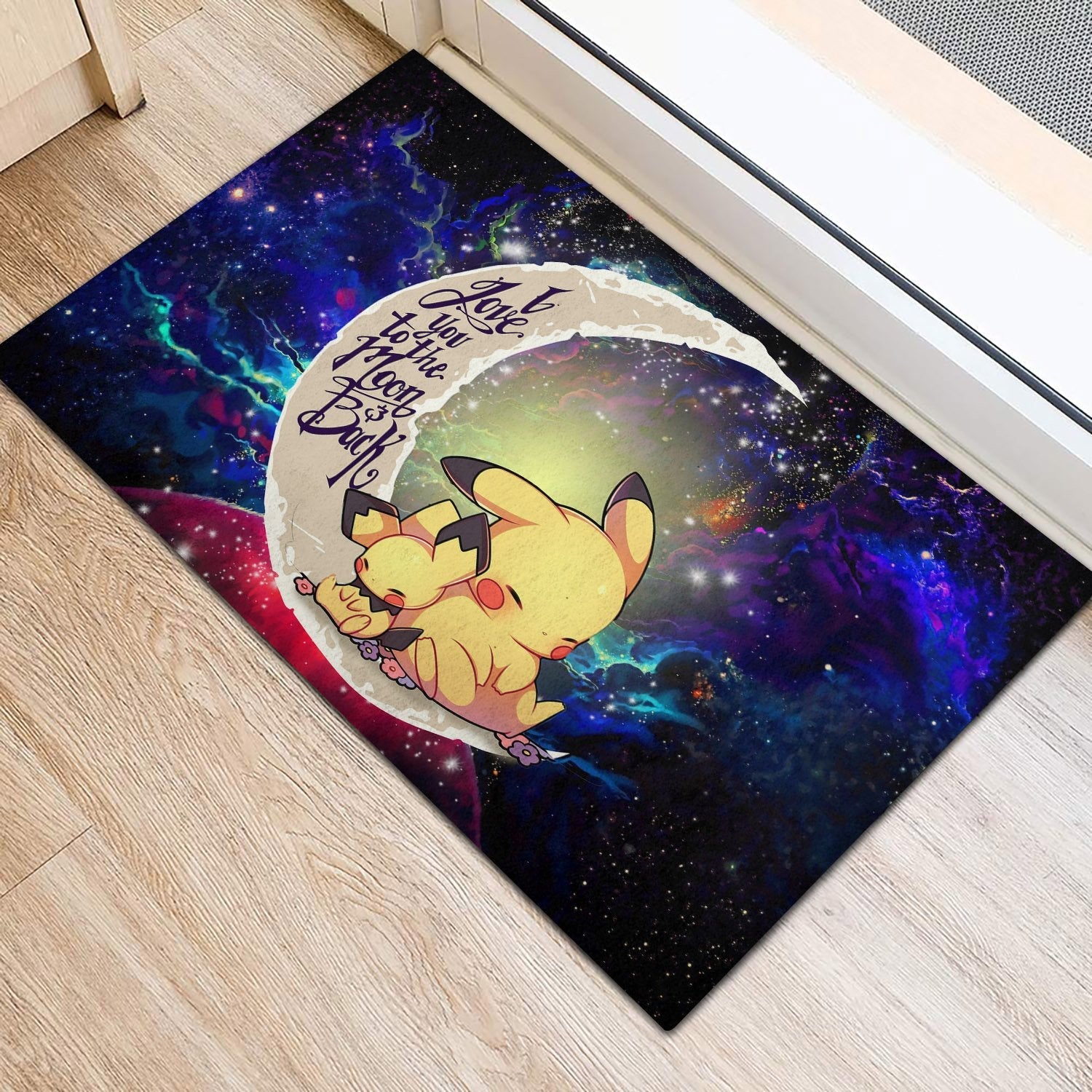 Tapis Pikachu Pokemon Sleep Love You To The Moon Galaxy Back Doormat Home Decor – Image 2