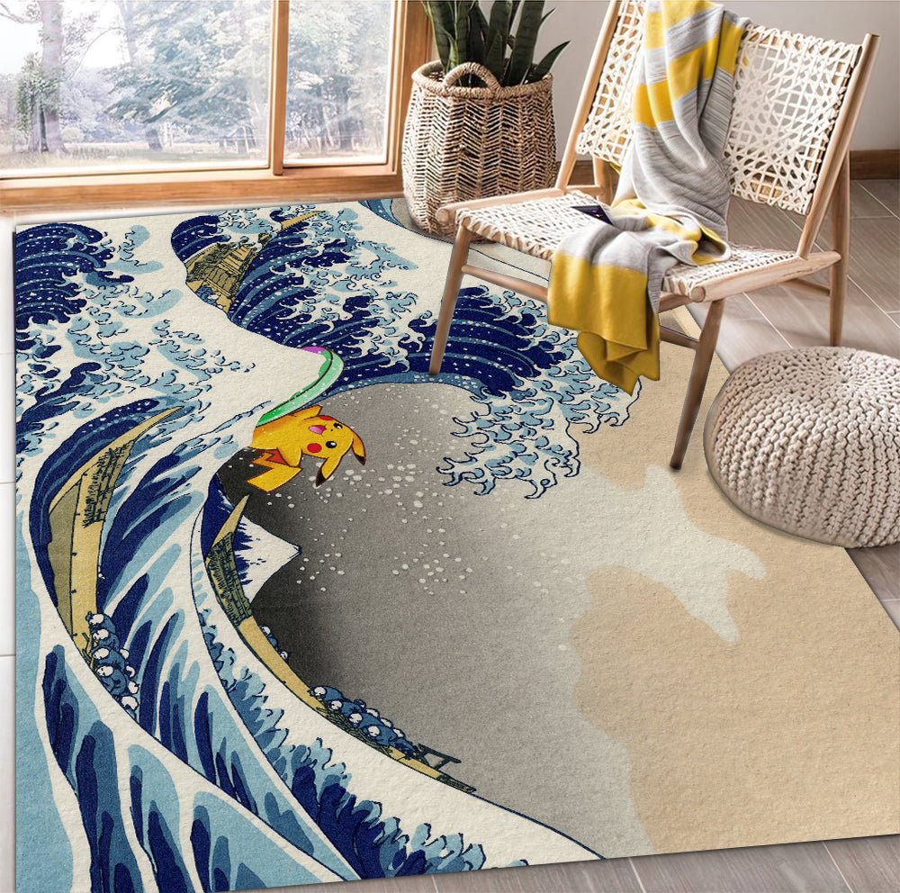 Tapis Pikachu The Great Wave Japan Pokemon Carpet Rug Home Room Decor – Image 3