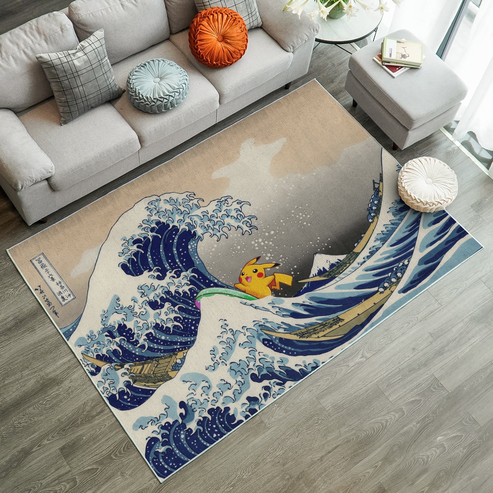 Tapis Pikachu The Great Wave Japan Pokemon Carpet Rug Home Room Decor – Image 2