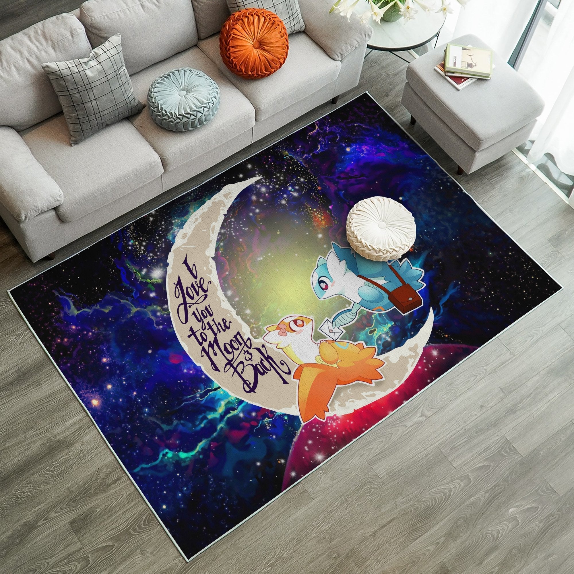 Tapis Pokemon Couple Latios Latias Love You To The Moon Galaxy Carpet Rug Home Room Decor – Image 2