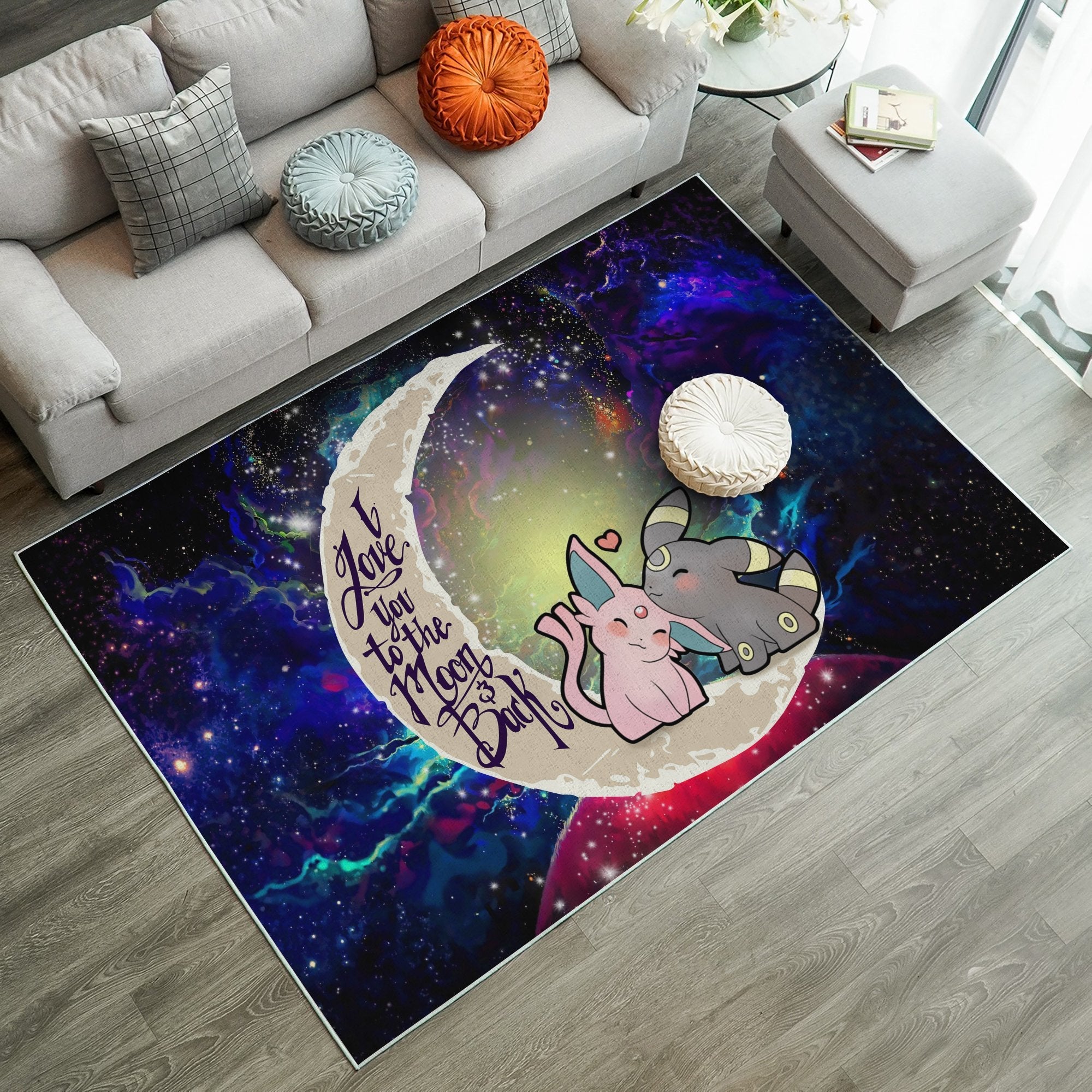 Tapis Pokemon Espeon Umbreon Love You To The Moon Galaxy Carpet Rug Home Room Decor – Image 2