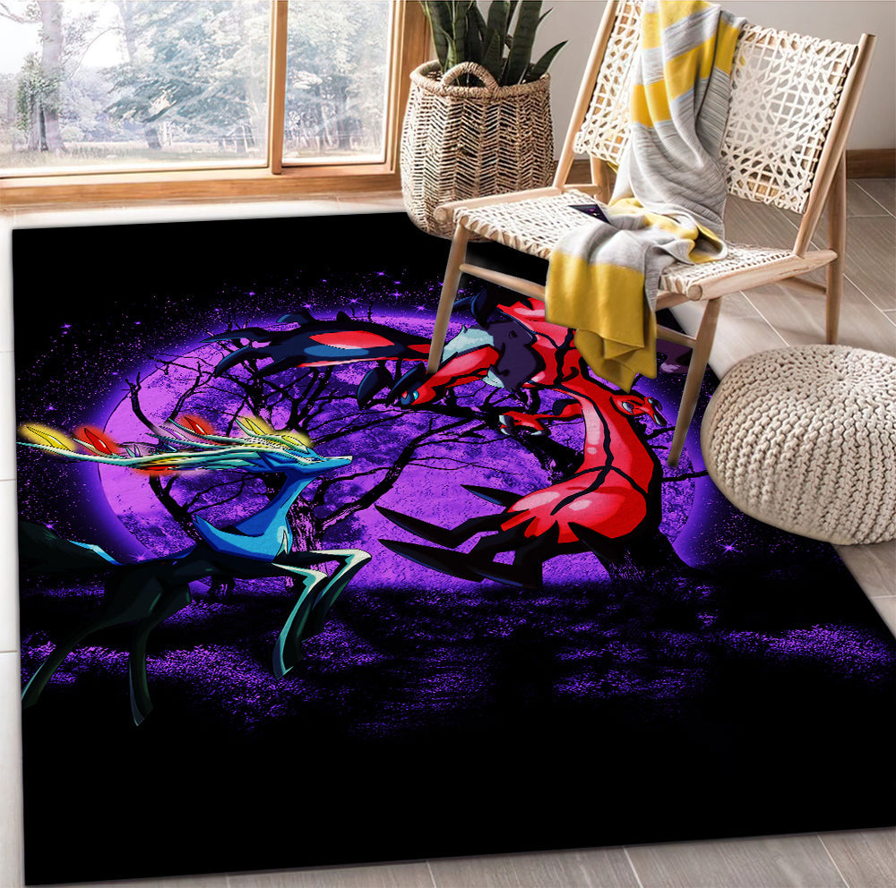 Tapis Pokemon X&Y Yveltal and Xerneas Moonlight Area Carpet Rug Home Decor Bedroom Living Room Decor – Image 2