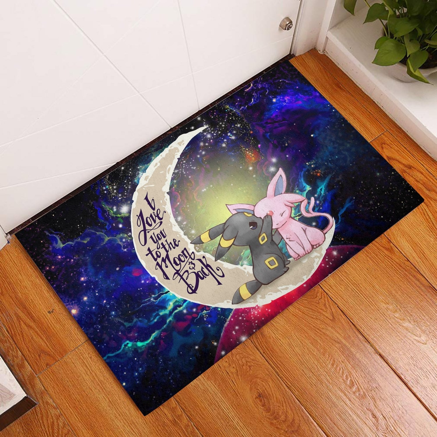 Tapis Pokemon Couple Espeon Umbreon Love You To The Moon Galaxy Back Doormat Home Decor – Image 2
