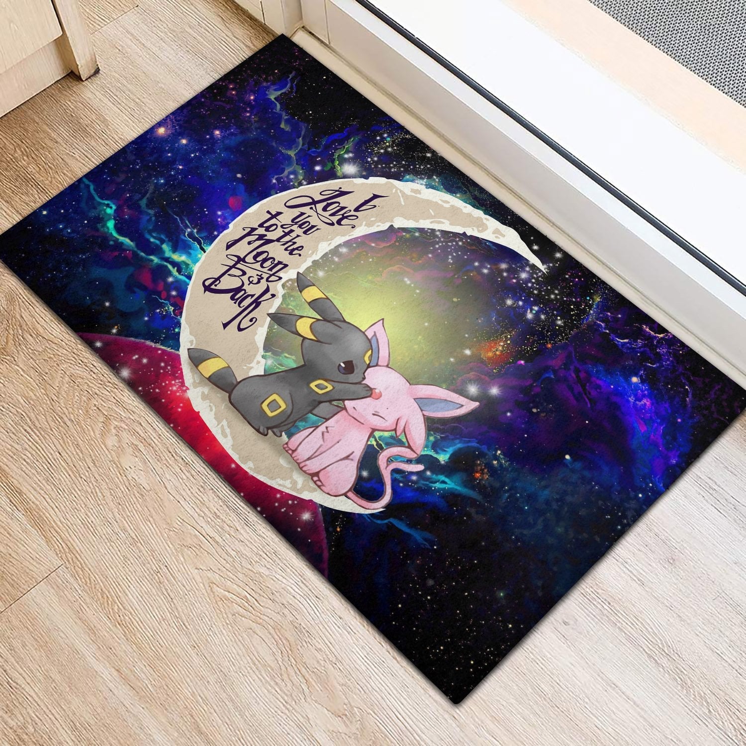 Tapis Pokemon Couple Espeon Umbreon Love You To The Moon Galaxy Back Doormat Home Decor – Image 3