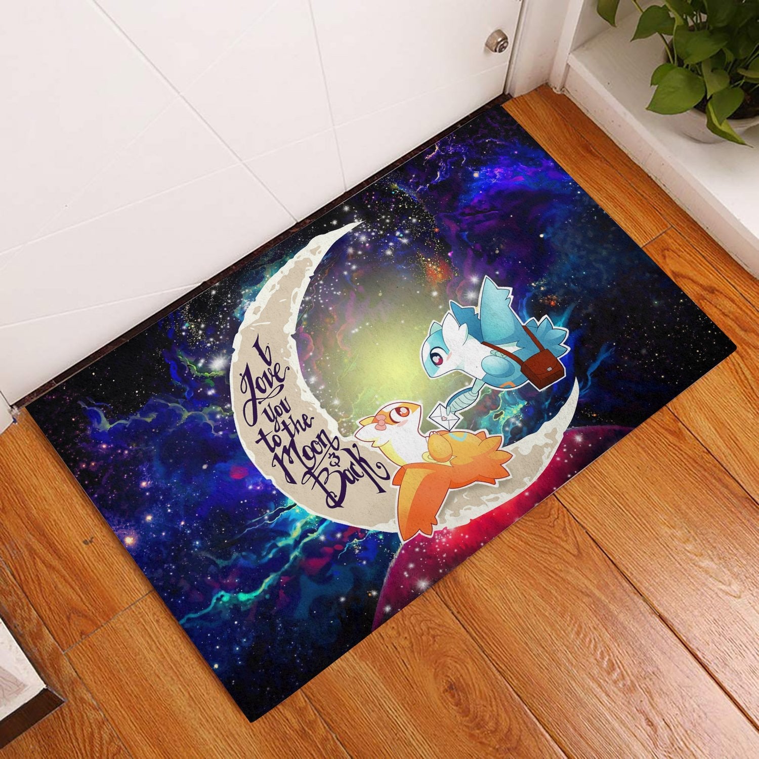Tapis Pokemon Couple Latios Latias Love You To The Moon Galaxy Back Doormat Home Decor – Image 3