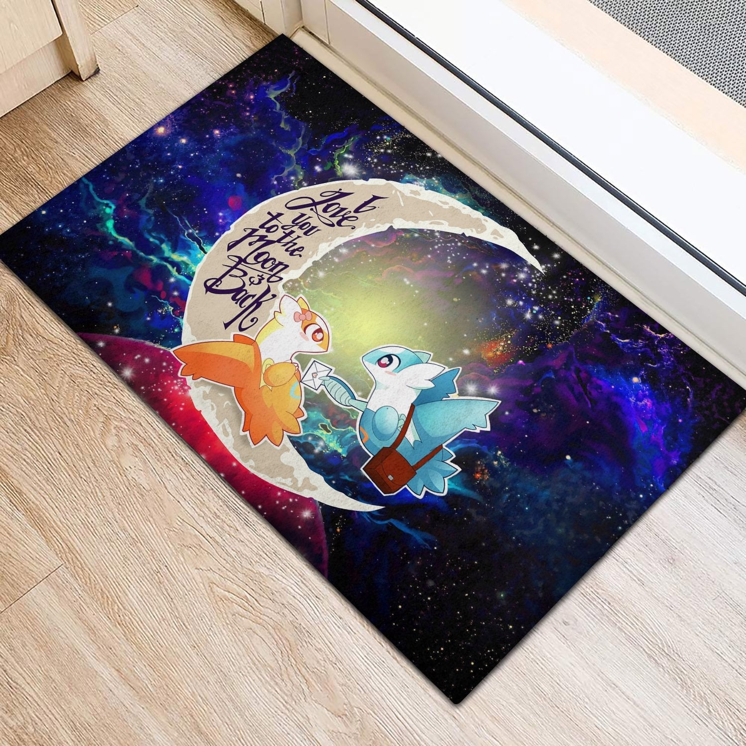 Tapis Pokemon Couple Latios Latias Love You To The Moon Galaxy Back Doormat Home Decor – Image 2