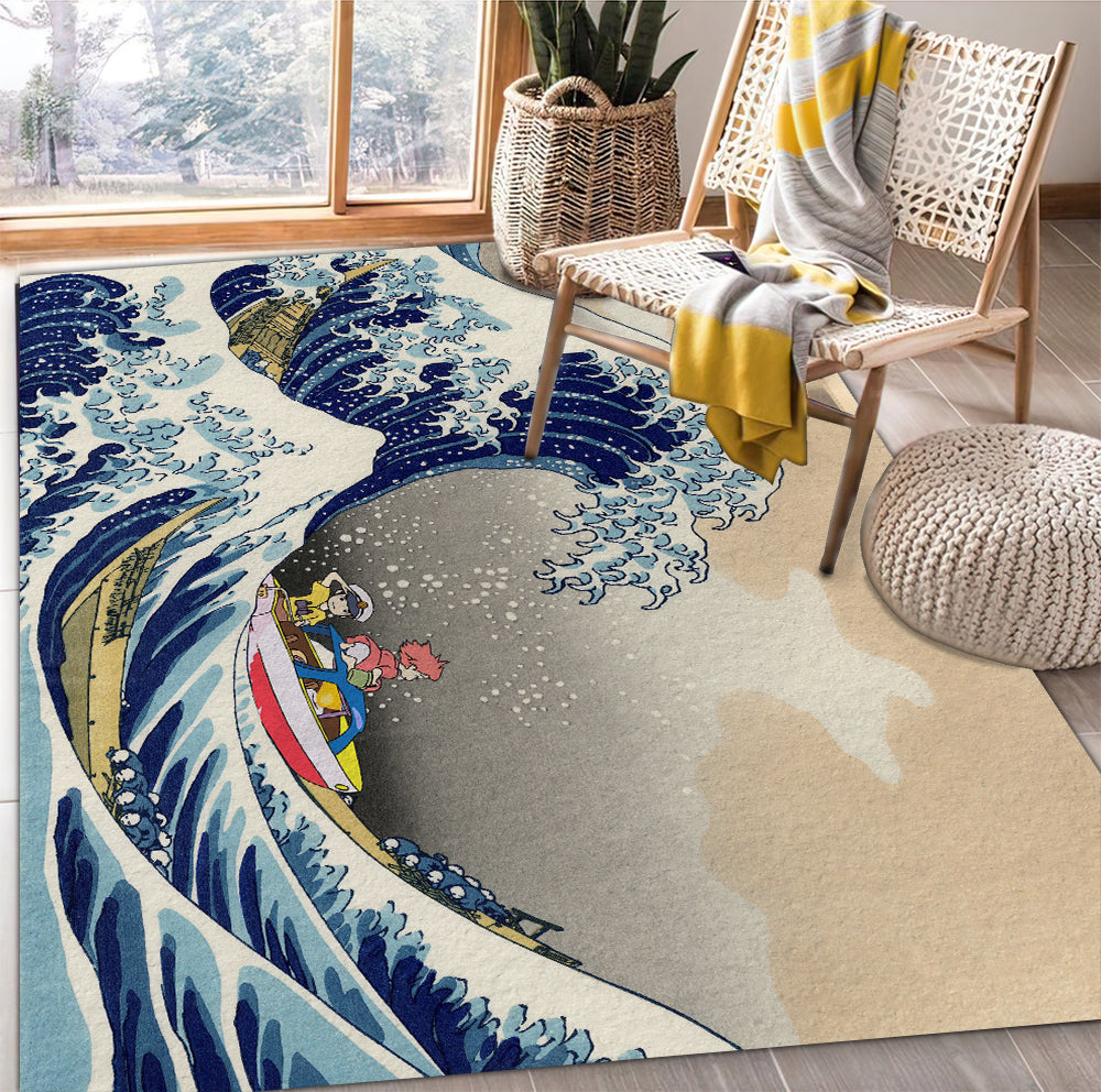 Tapis Ponyo On The Cliff By The Sea The Great Wave Ghibli Japan Carpet Rug Home Room Decor – Image 3