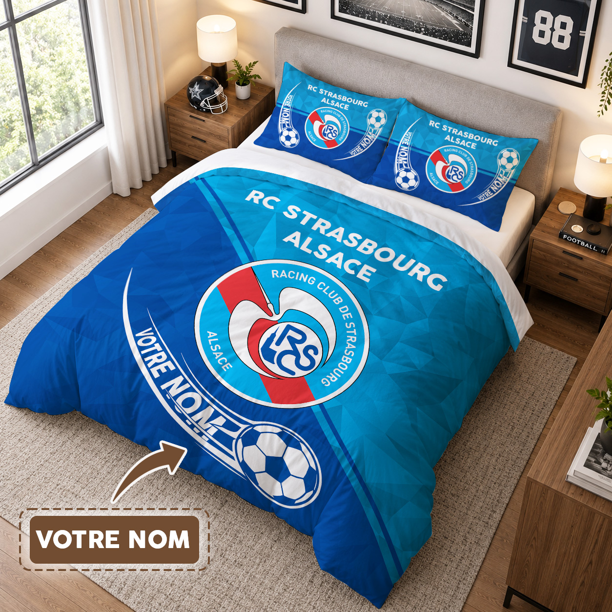Housse de Couette Racing Club de Strasbourg Alsace - Parure de Lit RCSA 3D Imprimé Supporter – Image 3
