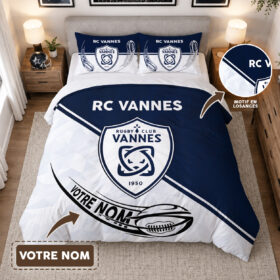 Housse de Couette RC Vannes – Parure de Lit Rugby 3D Imprimé Supporter