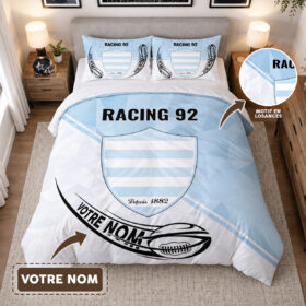 Housse de Couette Racing 92 – Parure de Lit Rugby 3D Imprimé Supporter