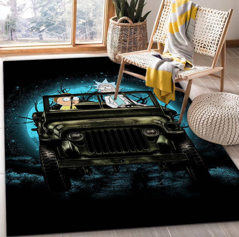 Tapis Rick And Morty Ride Jeep Funny Anime Moonlight Rug Carpet Rug Home Room Decor – Image 2