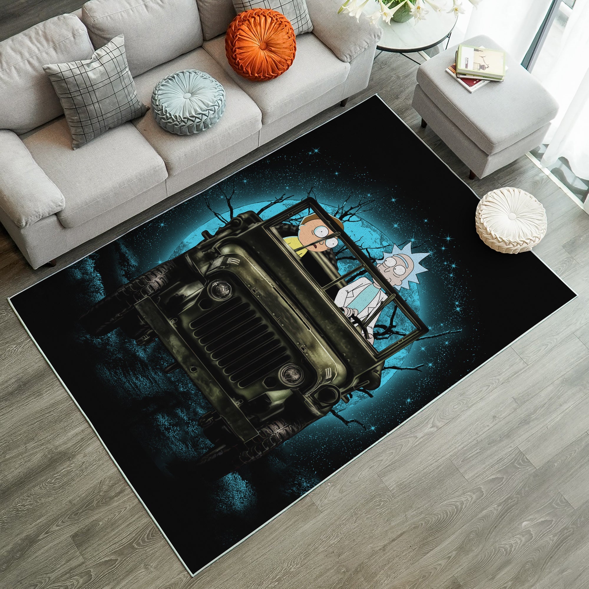 Tapis Rick And Morty Ride Jeep Funny Anime Moonlight Rug Carpet Rug Home Room Decor – Image 3