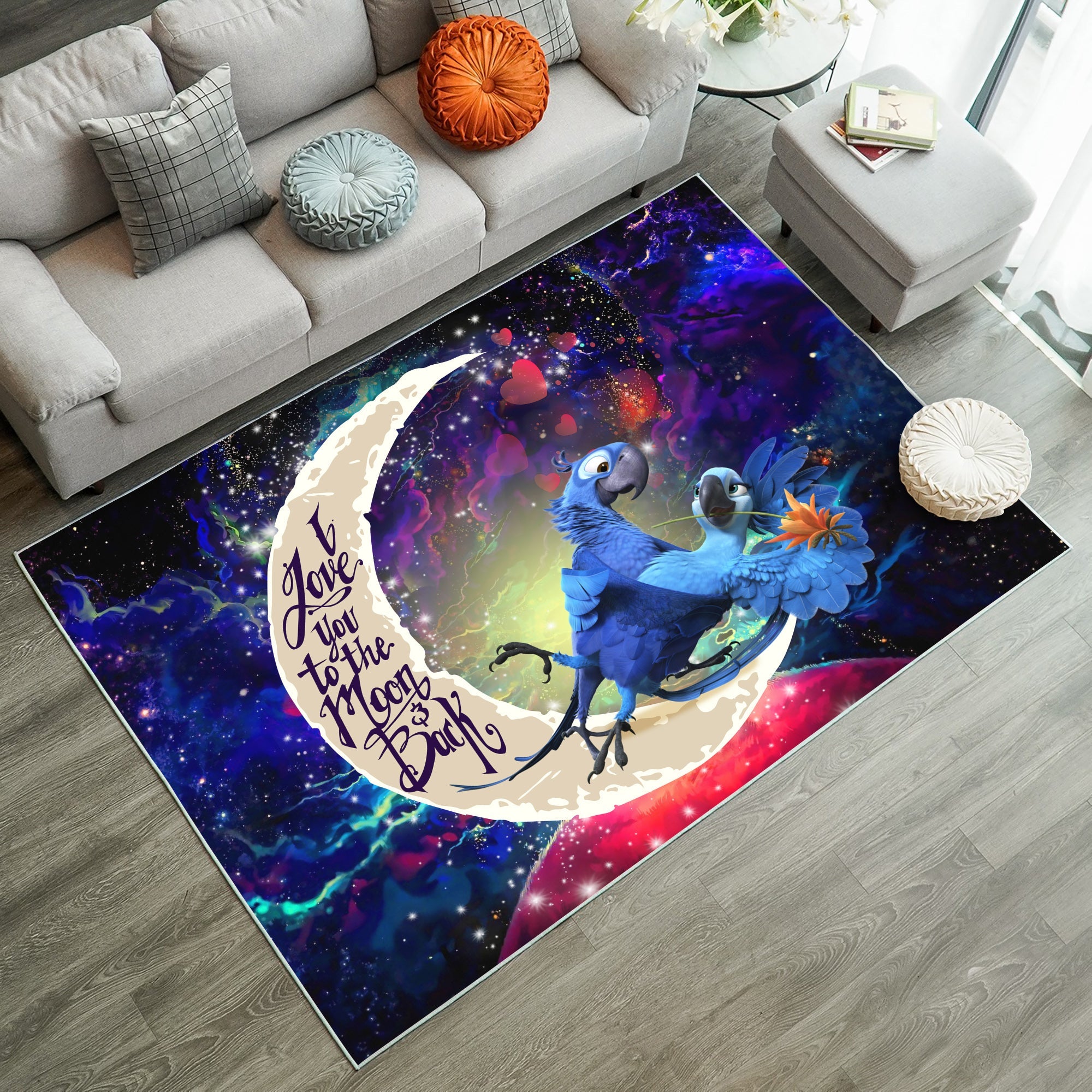 Tapis Rio Blu and Jewel Love You To The Moon Galaxy Rug Carpet Rug Home Room Decor – Image 3