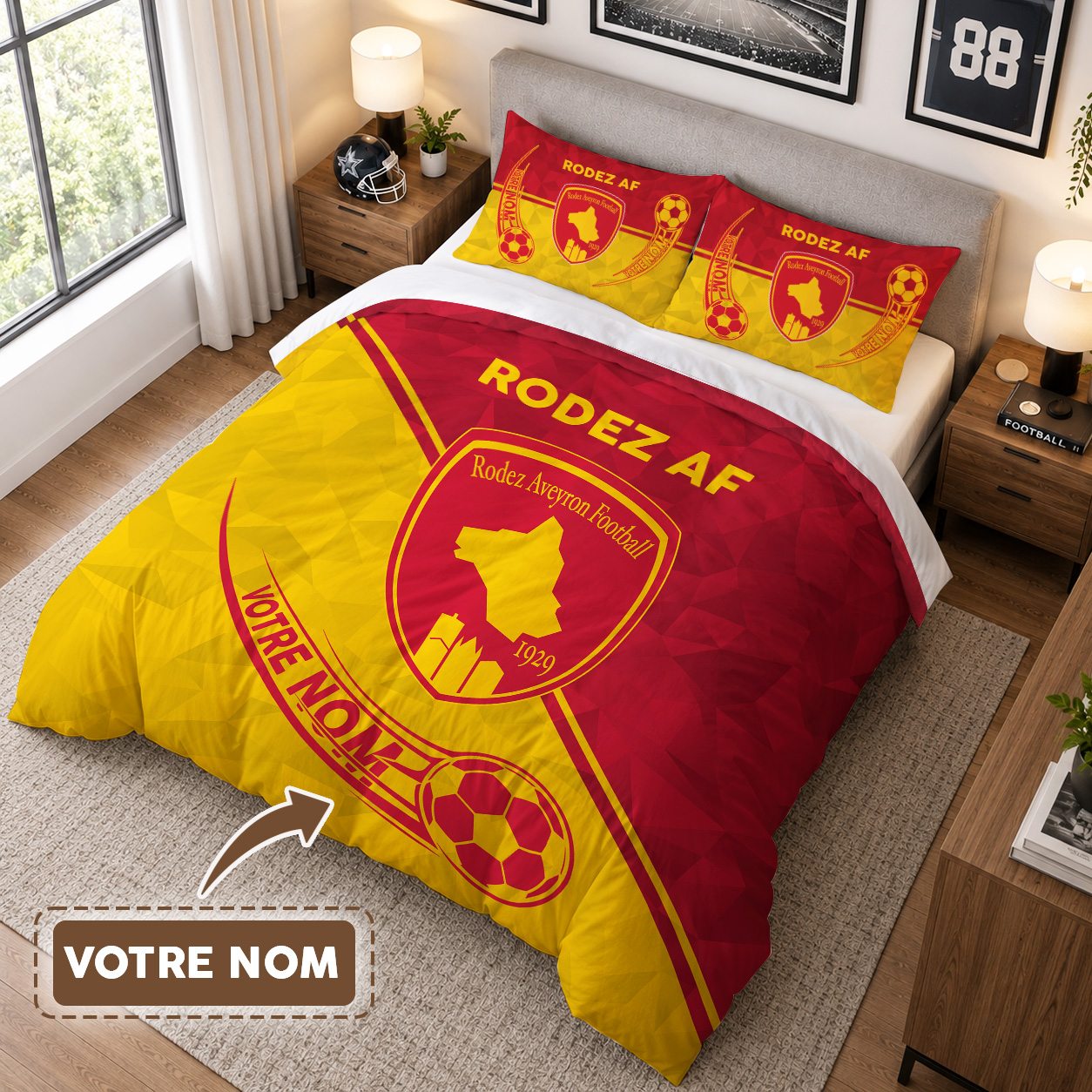 Housse de Couette Rodez Aveyron Football - Parure de Lit RAF 3D Imprimé Supporter – Image 3