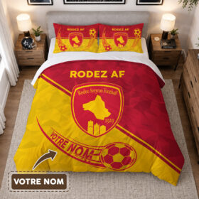 Housse de Couette Rodez Aveyron Football – Parure de Lit RAF 3D Imprimé Supporter