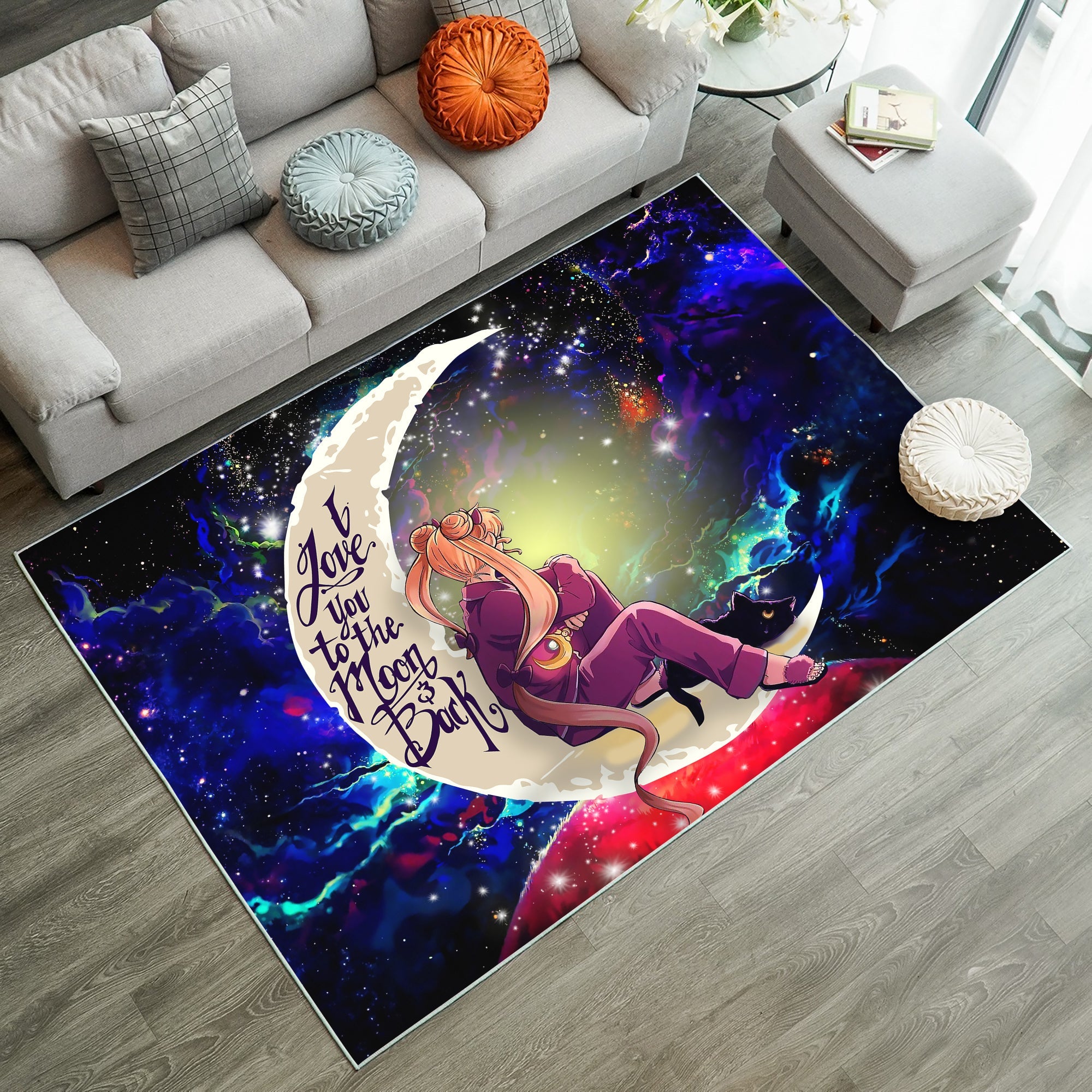 Tapis Sailor Moon Love You To The Moon Galaxy Rug Carpet Rug Home Room Decor – Image 3