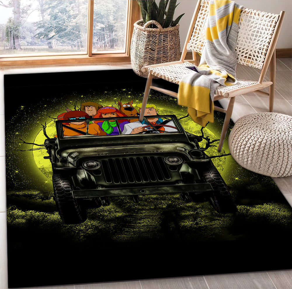 Tapis Scooby Doo Ride Jeep Funny Anime Moonlight Rug Carpet Rug Home Room Decor – Image 2