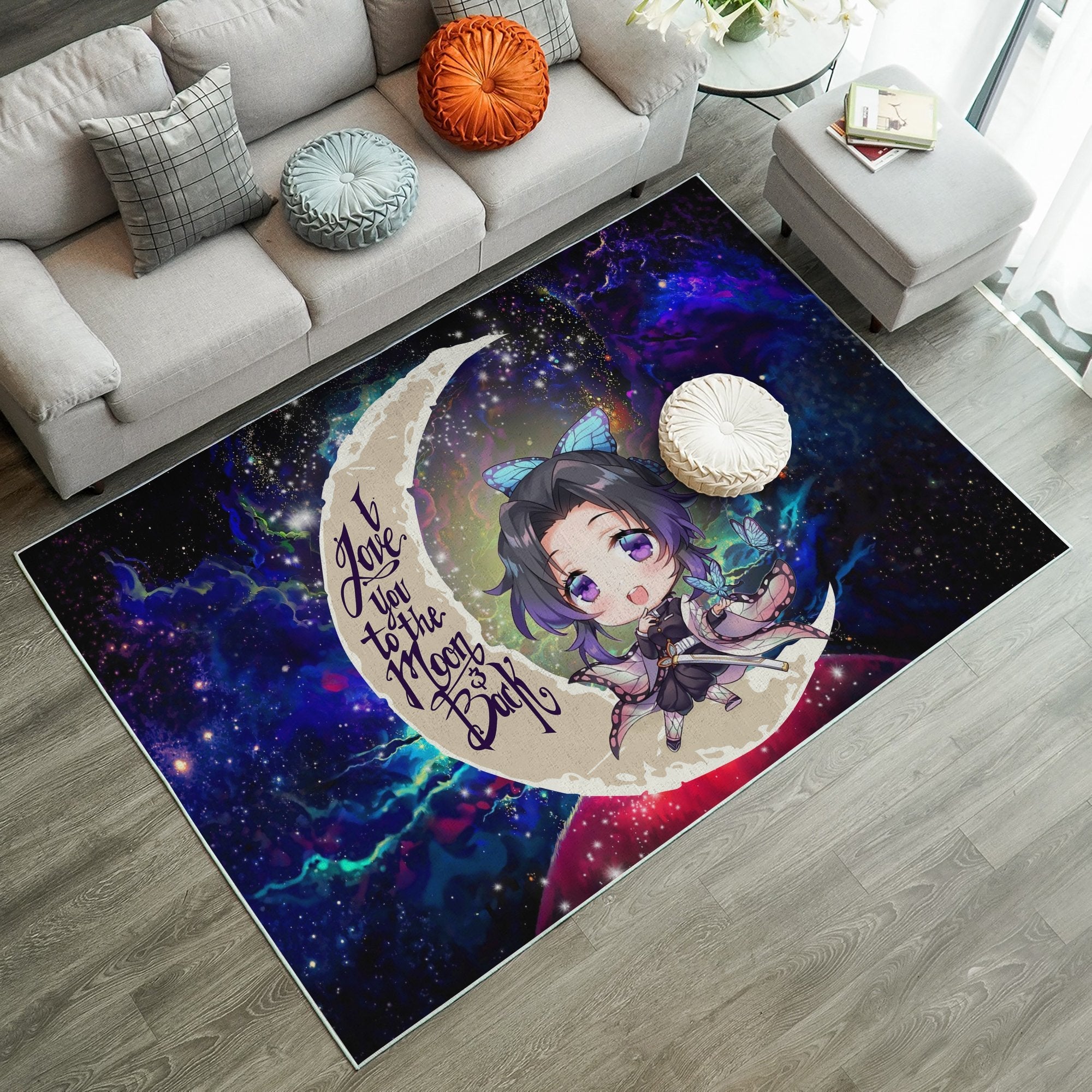 Tapis Shinobu demon slayer Love You To The Moon Carpet Rug Home Room Decor – Image 2