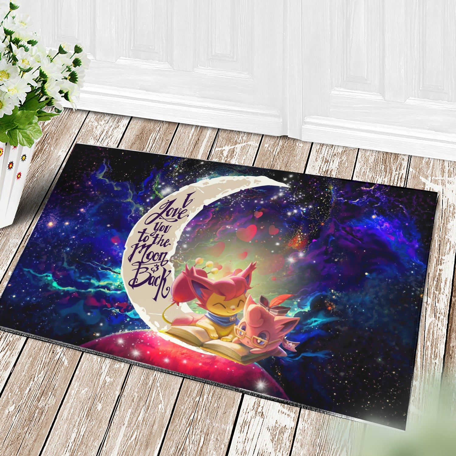 Tapis Skitty And Jigglypuff Pokemon Love You To The Moon Galaxy Doormat Home Decor