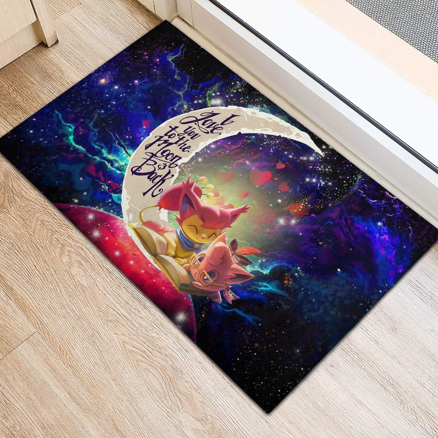 Tapis Skitty And Jigglypuff Pokemon Love You To The Moon Galaxy Doormat Home Decor – Image 2