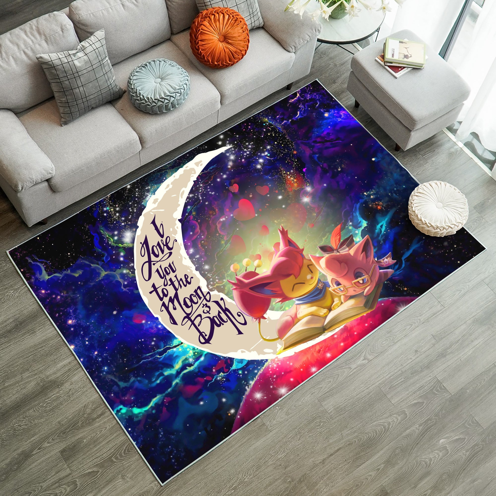 Tapis Skitty And Jigglypuff Pokemon Love You To The Moon Galaxy Rug Carpet Rug Home Room Decor – Image 3