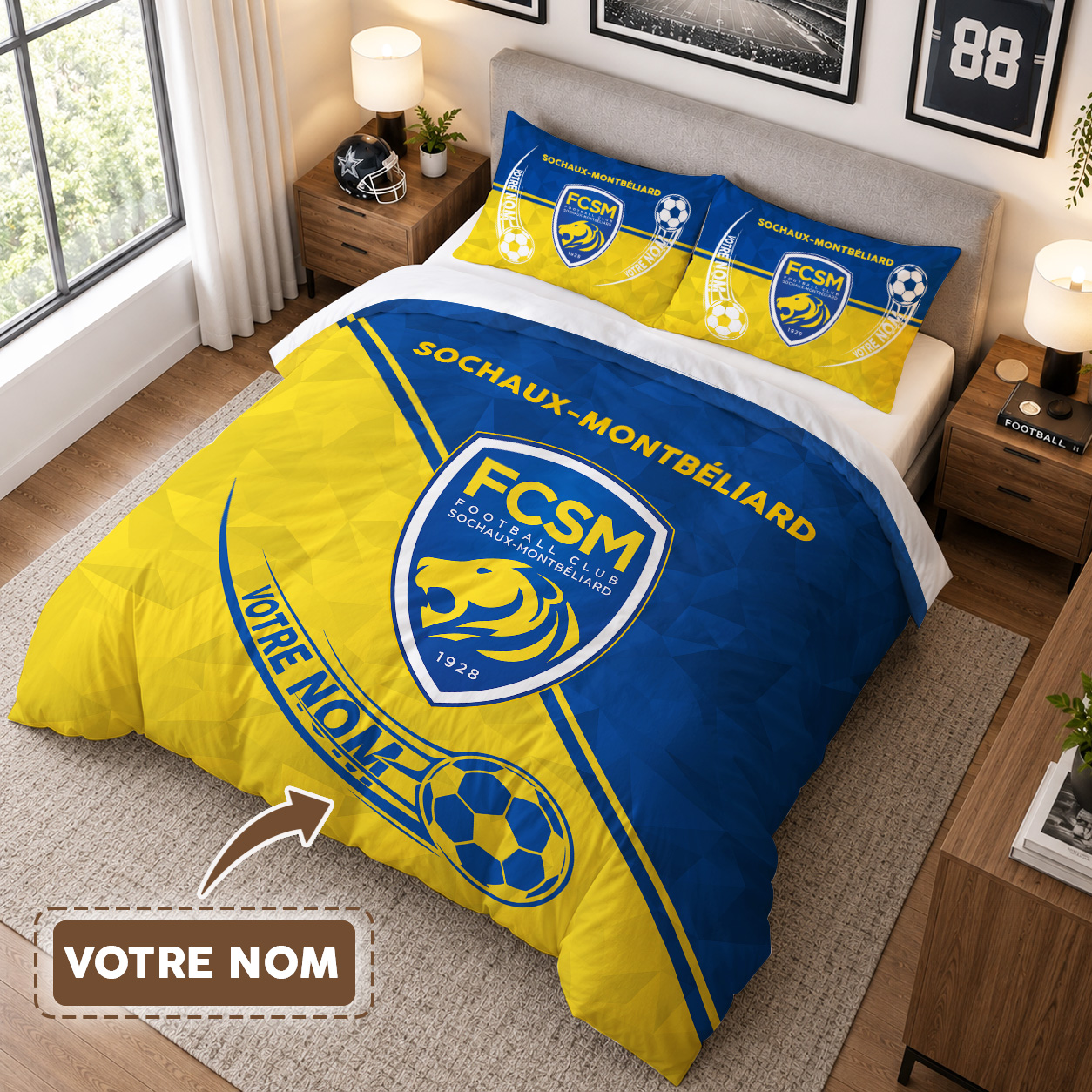 Housse de Couette Football Club Sochaux-Montbéliard - Parure de Lit FCSM 3D Imprimé Supporter – Image 3