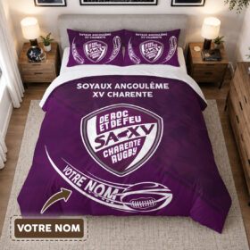 Housse de Couette Soyaux Angoulême XV Charente – Parure de Lit Rugby 3D Imprimé Supporter