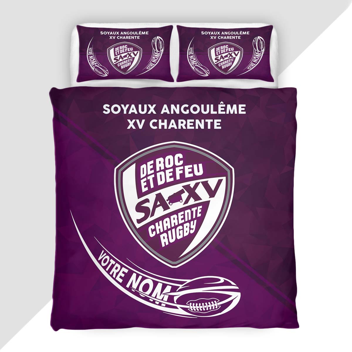 Housse de Couette Soyaux Angoulême XV Charente - Parure de Lit Rugby 3D Imprimé Supporter – Image 2