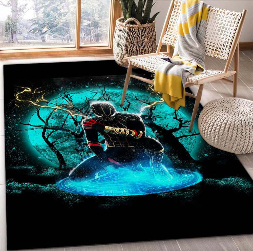 Tapis Blue Spider Man Black Suit No Way Home Moonlight Area Carpet Rug Home Decor Bedroom Living Room Decor – Image 2