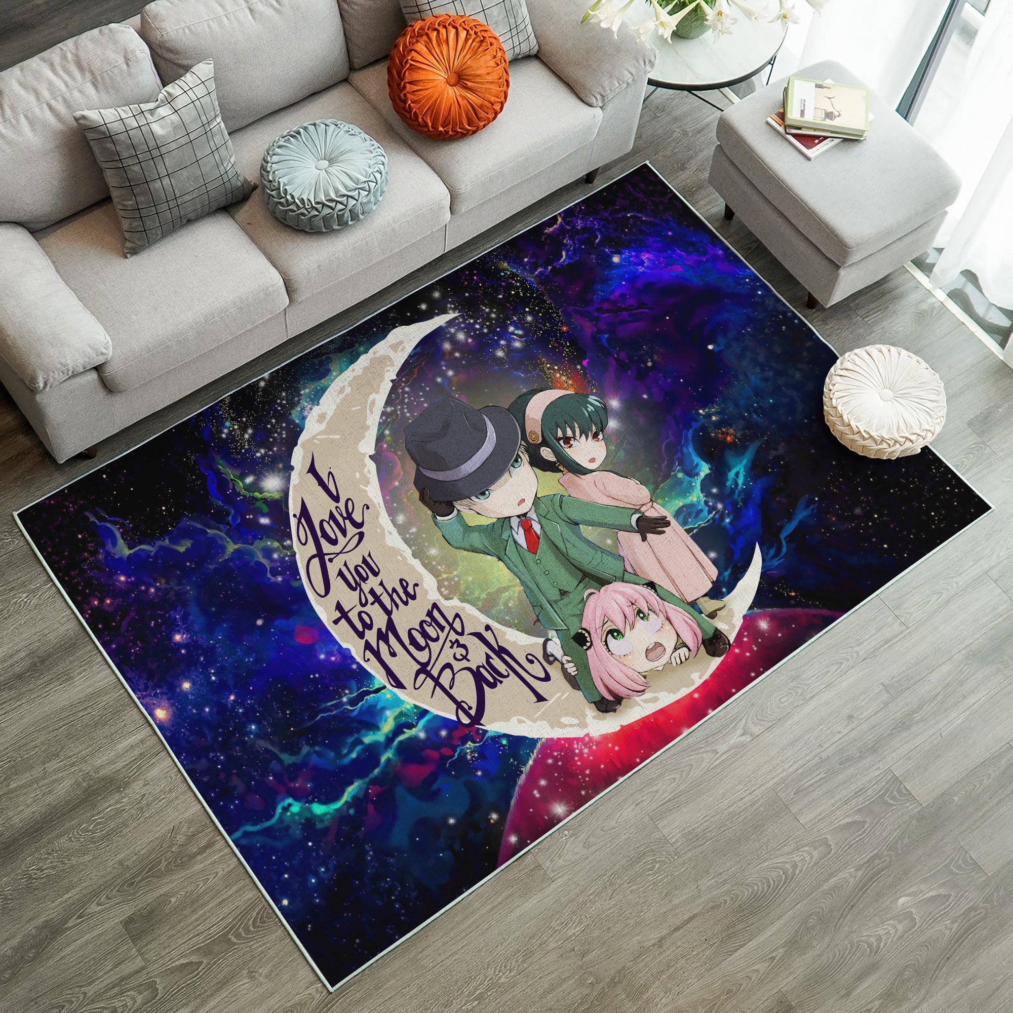 Tapis Spy X Family Love You To The Moon Galaxy Rug Carpet Rug Home Room Decor – Image 2
