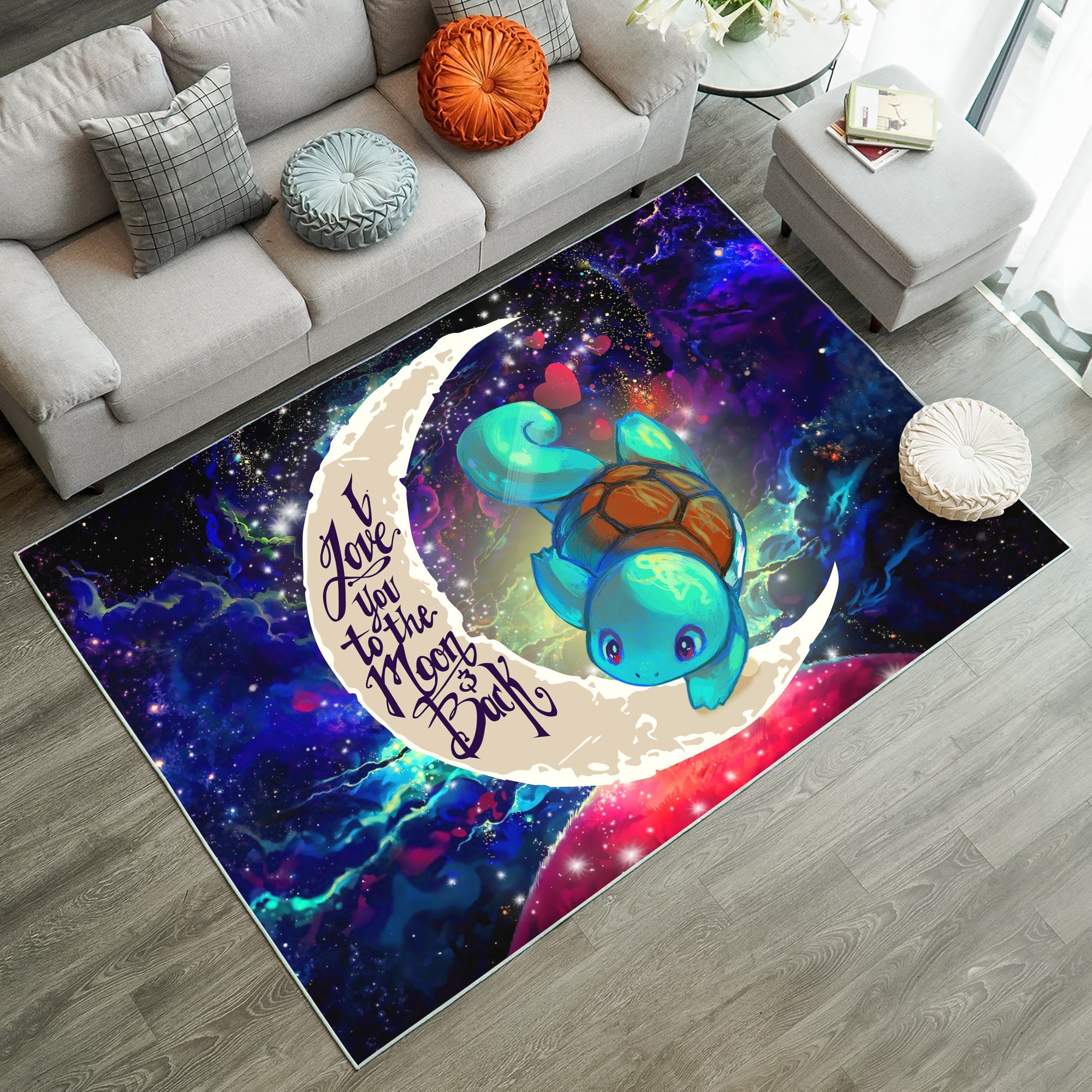 Tapis Squirtle Pokemon Love You To The Moon Galaxy Rug Carpet Rug Home Room Decor – Image 3