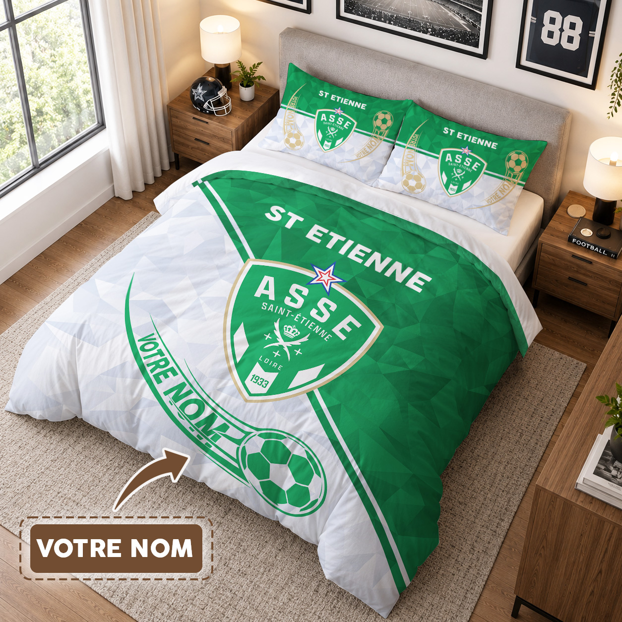 Housse de Couette Association Sportive de Saint-Étienne - Parure de Lit ASSE 3D Imprimé Supporter – Image 3