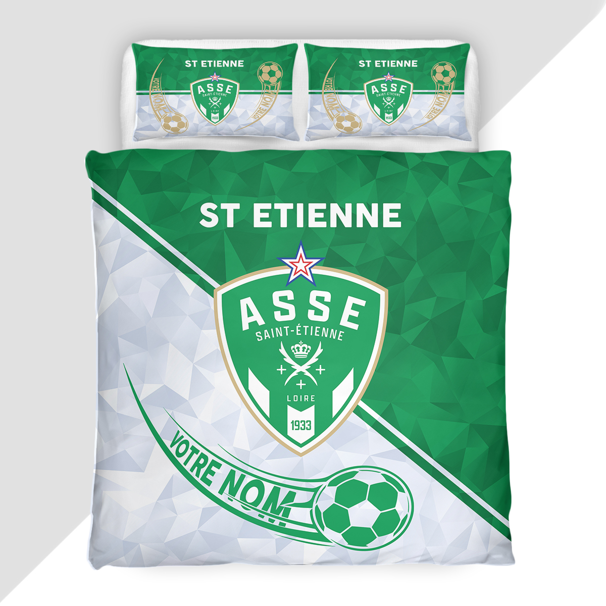 Housse de Couette Association Sportive de Saint-Étienne - Parure de Lit ASSE 3D Imprimé Supporter – Image 2