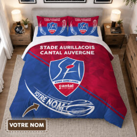 Housse de Couette Stade Aurillacois Cantal Auvergne – Parure de Lit Rugby 3D Imprimé Supporter