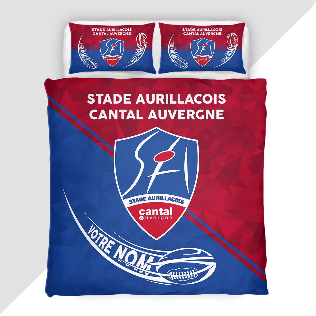 Housse de Couette Stade Aurillacois Cantal Auvergne - Parure de Lit Rugby 3D Imprimé Supporter – Image 2