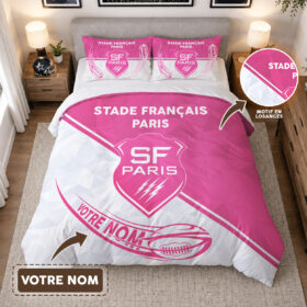 Housse de Couette Stade Français Paris – Parure de Lit Rugby 3D Imprimé Supporter