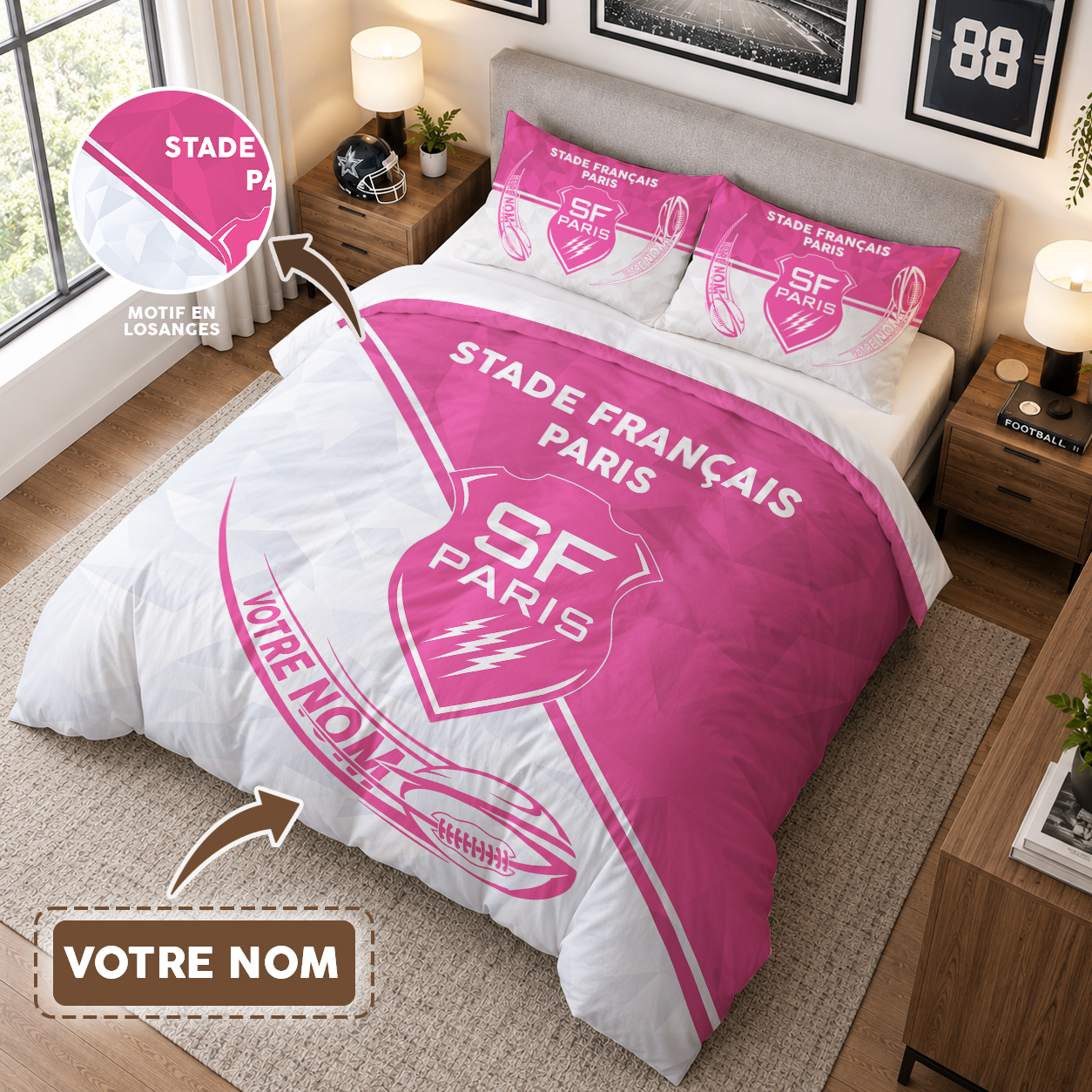 Housse de Couette Stade Français Paris - Parure de Lit Rugby 3D Imprimé Supporter – Image 3