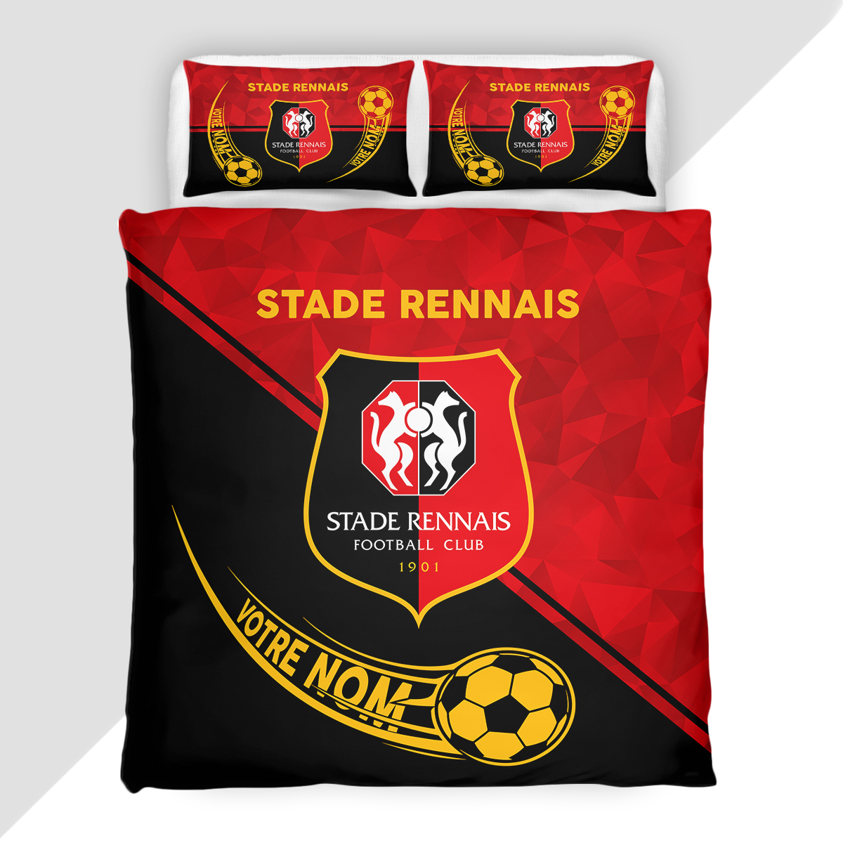 Housse de Couette Stade Rennais Football Club - Parure de Lit SRFC 3D Imprimé Supporter – Image 2