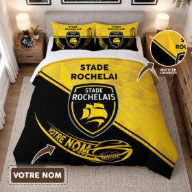 Housse de Couette Stade Rochelais – Parure de Lit Rugby 3D Imprimé Supporter