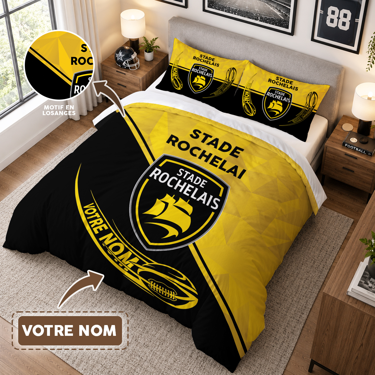 Housse de Couette Stade Rochelais - Parure de Lit Rugby 3D Imprimé Supporter – Image 3