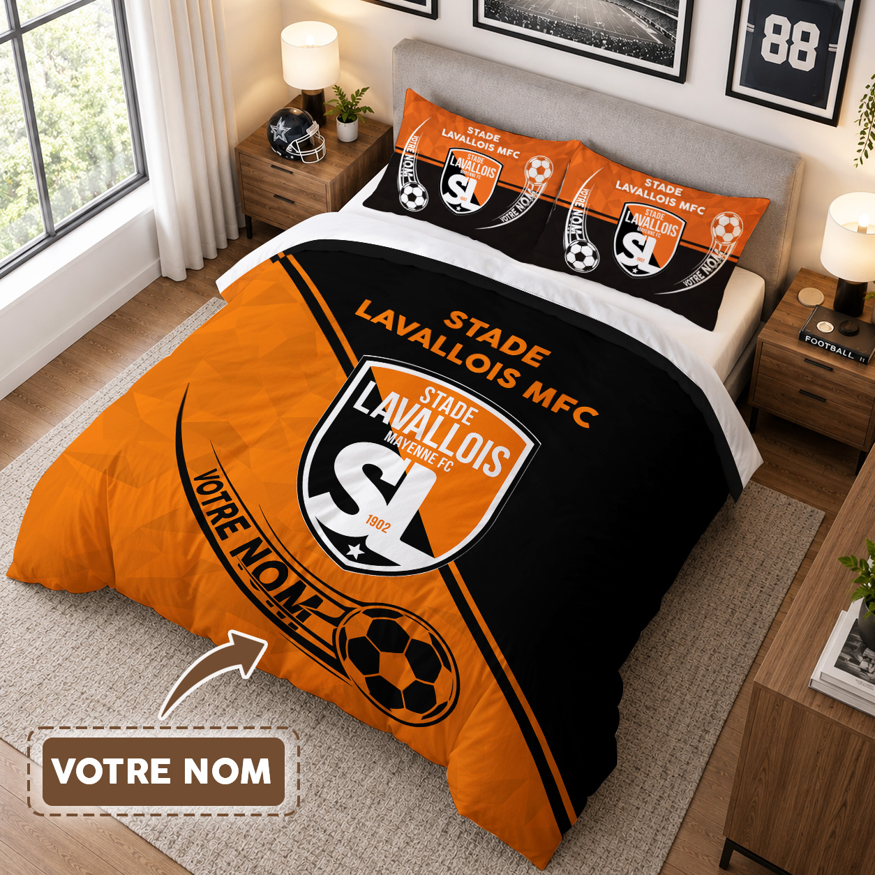 Housse de Couette Stade Lavallois Mayenne Football Club - Parure de Lit SLMFC 3D Imprimé Supporter – Image 3