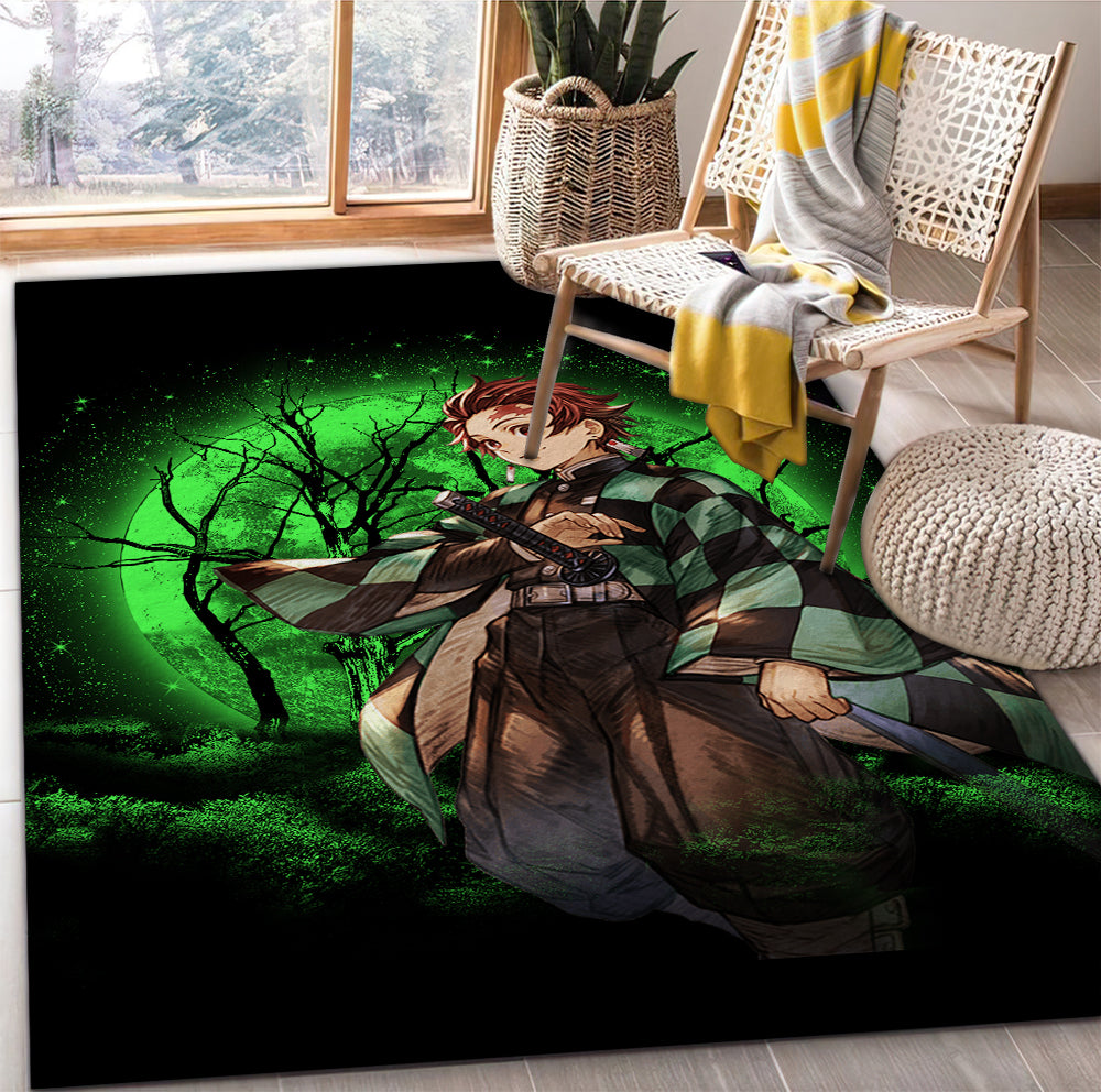 Tapis Tanjiro Demon Slayer Moonlight Area Carpet Rug Home Decor Bedroom Living Room Decor – Image 2